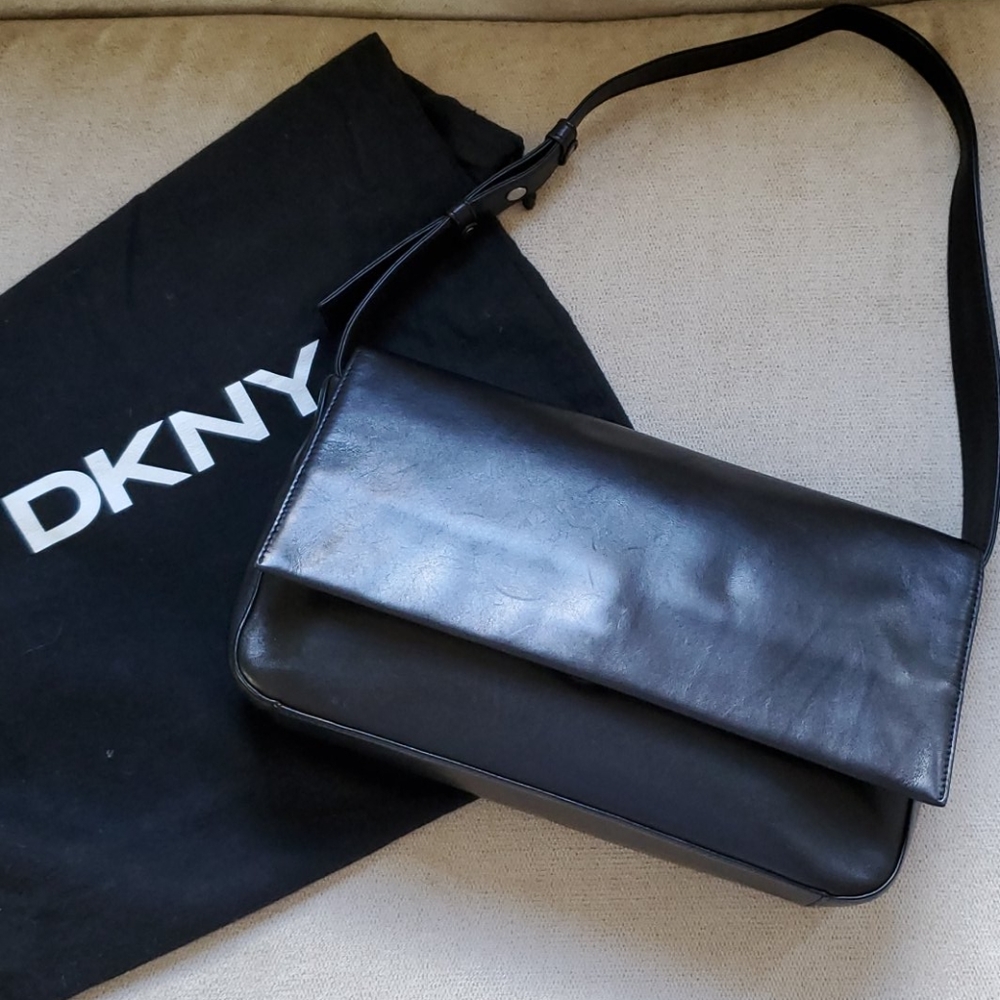 DKNY Black Leather Shoulder Bag